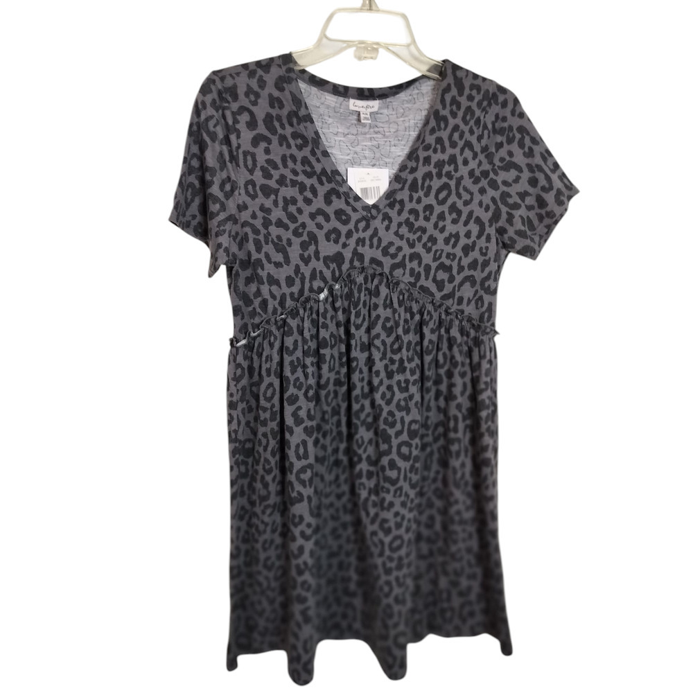 3618)Love Fire Girls Animal Print Grey Short Sleeve Babydoll Medium